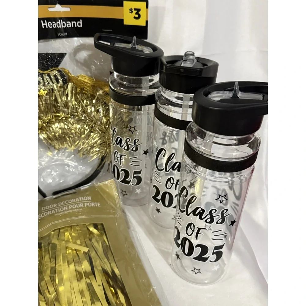 Graduation Party Supplies Lot 2025 Decor Kit Tumblers Headband Balloon Weight